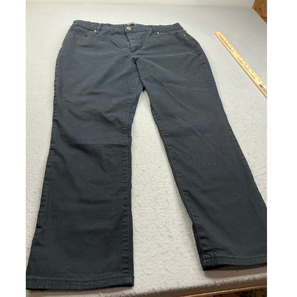 Bandolino Amy Straight Leg Pants Black Stretch Denim Size 16 Average Casualโ